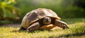 Griechische Landschildkröte Art, die auf dem Gras läuft