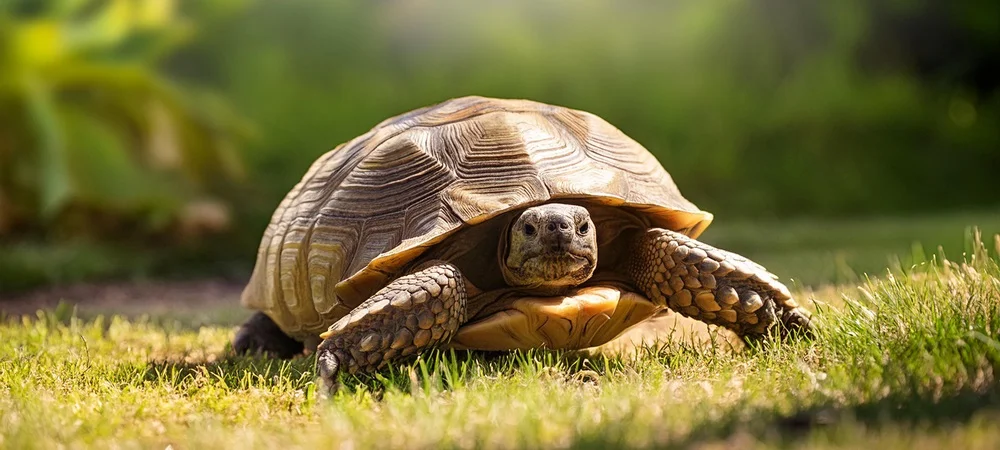 Griechische Landschildkröte Art, die auf dem Gras läuft